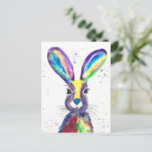 Haas waterverf dier schattig konijn Kleurrijk Briefkaart (Staand voorkant)