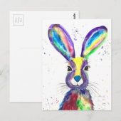 Haas waterverf dier schattig konijn Kleurrijk Briefkaart (Voorkant / Achterkant)