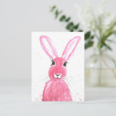 Haas waterverf dier schattig konijnenbos Roze Briefkaart (Staand voorkant)