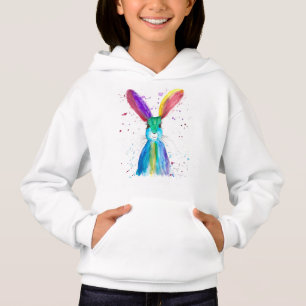 Haas waterverf wild dier schattig Meisje Hoodie