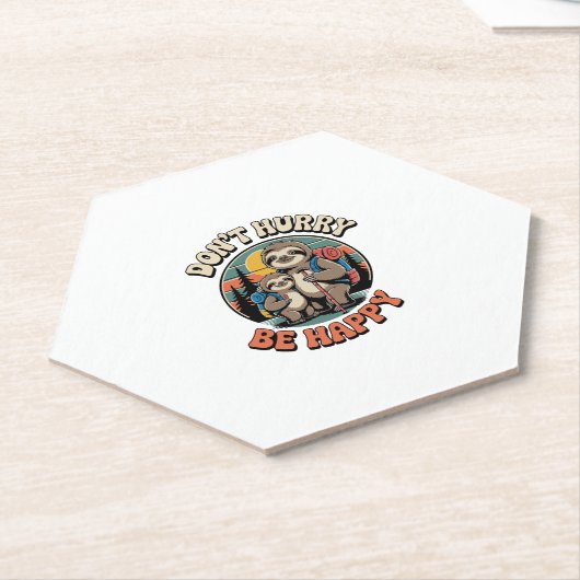 Haast je niet, wees een gelukkig sloth-wandelteam kartonnen onderzetters (Schuin)