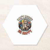 Haast je niet, wees een gelukkig sloth-wandelteam kartonnen onderzetters (Voorkant)