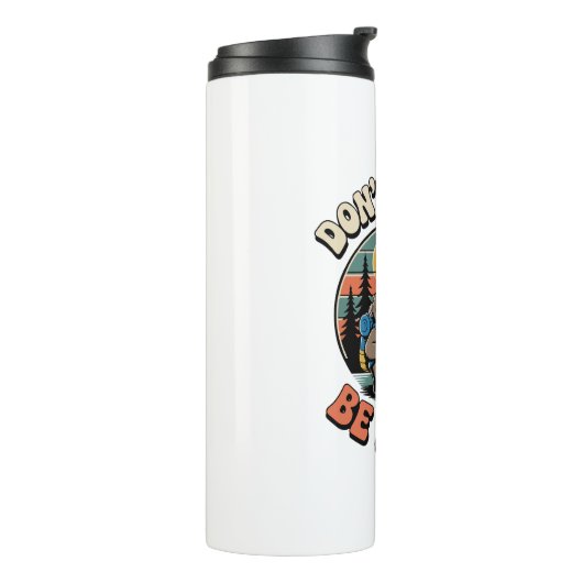 Haast je niet, wees een gelukkig sloth-wandelteam thermosbeker (Gedraaid links)