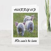 ** HAAST JE, WE KUNNEN NIET TE LAAT ZIJN VARKENS * KAART (Voorkant)