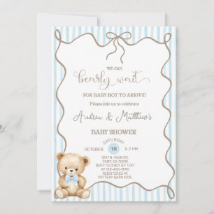 Haast niet jongen teddybeer babyshower uitnodiging