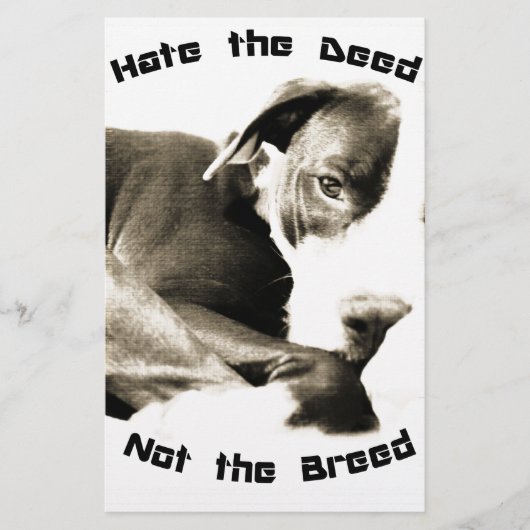 haat de daad niet het ras pitbull briefpapier (Voorkant)