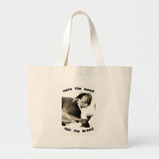 haat de daad niet het ras pitbull grote tote bag (Voorkant)