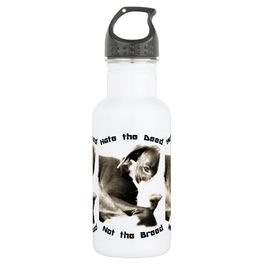 haat de daad niet het ras pitbull waterfles (Voorkant)