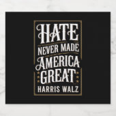 Haat heeft Amerika nooit groot gemaakt Kamala Harr Bier Etiket (Enkel label)