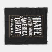 Haat heeft Amerika nooit groot gemaakt Kamala Harr Fleece Deken (Voorkant (Horizontaal))