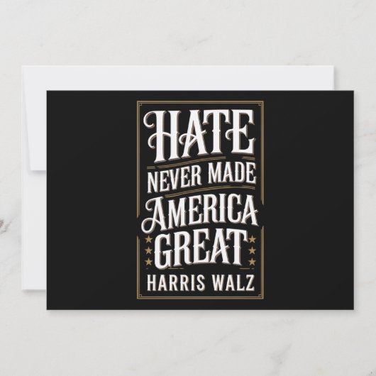 Haat heeft Amerika nooit groot gemaakt Kamala Harr Kaart (Voorkant)