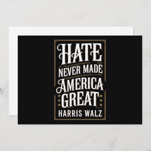 Haat heeft Amerika nooit groot gemaakt Kamala Harr Kaart (Voorkant / Achterkant)