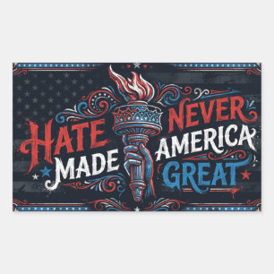 Haat heeft Amerika nooit groot gemaakt Vintage pat Rechthoekige Sticker