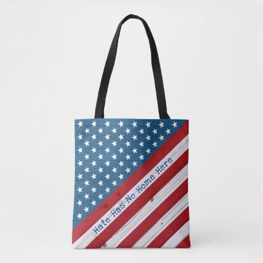 Haat heeft geen huis hier USA Patriottische Rustie Tote Bag (Voorkant)