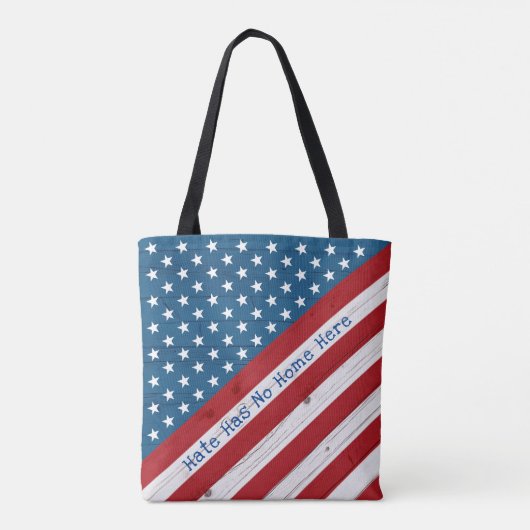 Haat heeft geen huis hier USA Patriottische Rustie Tote Bag (Achterkant)