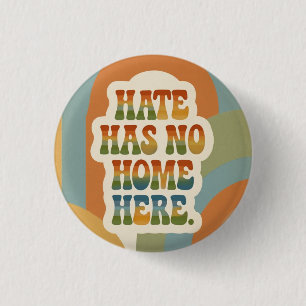Haat Heeft Hier Geen Thuis Retro Regenboog Ronde Button 3,2 Cm