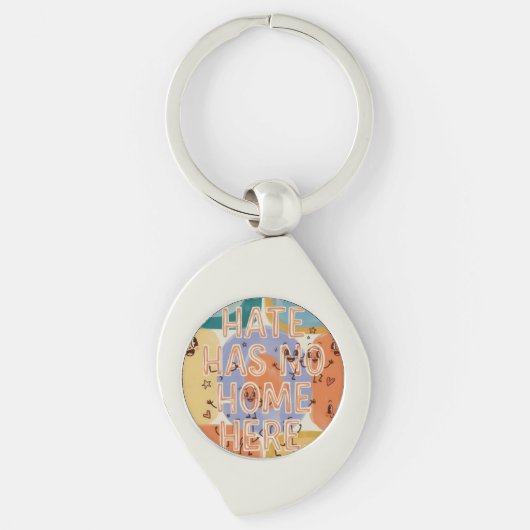 Haat Heeft Hier Geen Thuis Speelse Karakter Kunst Sleutelhanger (Voorkant)