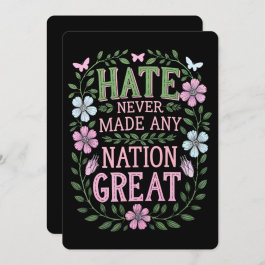 Haat heeft nooit een natie tot grote bloei gebrach kaart (Voorkant / Achterkant)