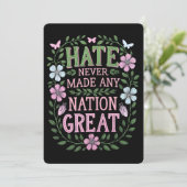 Haat heeft nooit een natie tot grote bloei gebrach kaart (Staand voorkant)