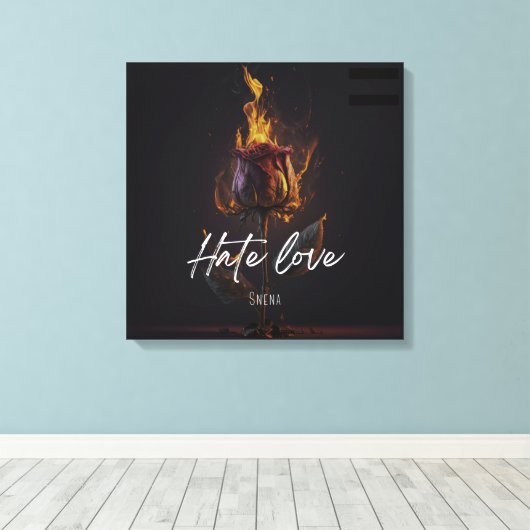 Haat liefde muur kunst en decor canvas afdruk (Insitu (Houten vloer))