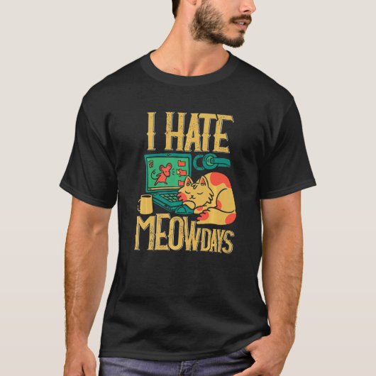 Haat Maandag Kat Kantoor T-shirt (Voorkant)