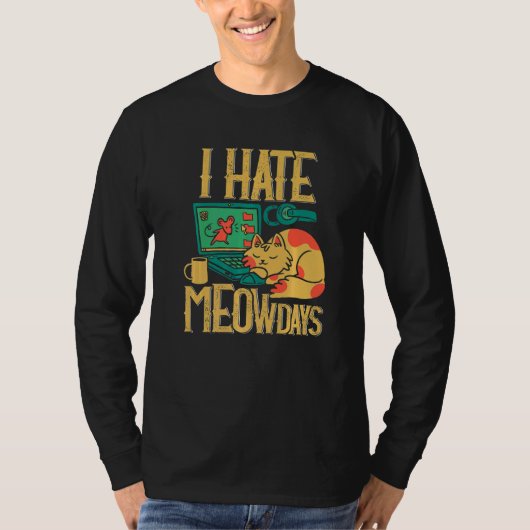 Haat Maandag Kat Kantoor T-shirt (Voorkant)