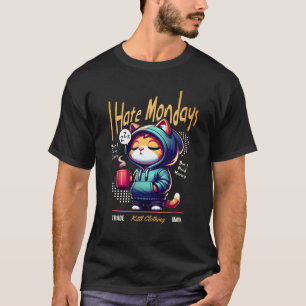 Haat maandagen, hou van koffie, heb geld nodig kat t-shirt