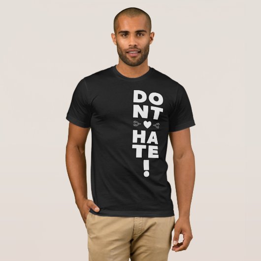 Haat niet op ZWART T-shirt (Voorkant volledig)