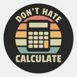 Haat retro calculator niet ronde sticker