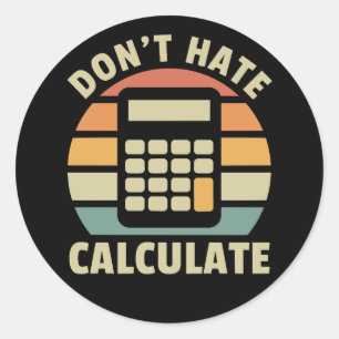 Haat retro calculator niet ronde sticker
