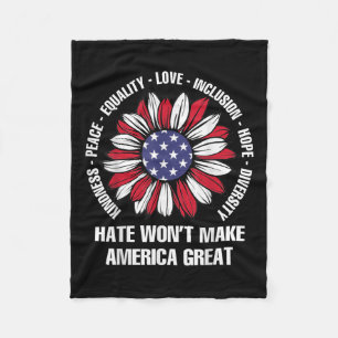Haat zal Amerika niet groot maken Fleece Deken