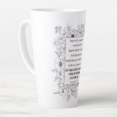 Habakkuk 3:17-18 Bijbelvers Floral Line Art Latte Mok (Linkerhoek)