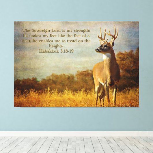 Habakkuk 3:18 Inspirerend Canvas Afdruk (Insitu (Houten vloer))