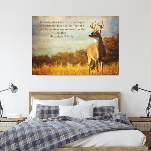 Habakkuk 3:18 Inspirerend Canvas Afdruk (Insitu (Slaapkamer))