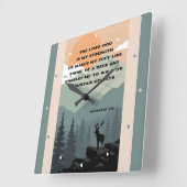Habakkuk 3:19 Bijbel Verse Deer op Berg Vierkante Klok (Hoek)