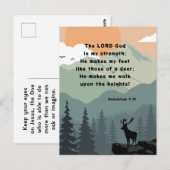 Habakkuk 3:19 Bijbelverse Deer op een berg Briefkaart (Voorkant / Achterkant)