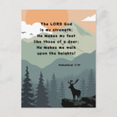 Habakkuk 3:19 Bijbelverse Deer op een berg Briefkaart (Voorkant)