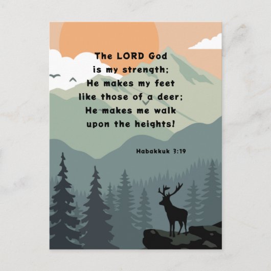 Habakkuk 3:19 Bijbelverse Deer op een berg Briefkaart (Voorkant)