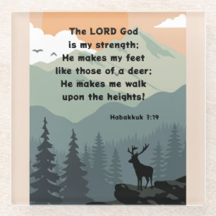 Habakkuk 3:19 Loop op de Bijbelverse Hoogten Glazen Onderzetter