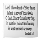 Habakkuk 3:2 vierkant tegeltje (Voorkant)