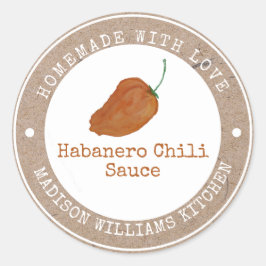 Habanero Chili Sauce Homemade | Oranje Chili Ronde Sticker