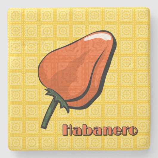 Habanero Chilipeper Stenen Onderzetter (Voorkant)
