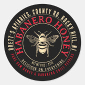 Habanero Honing Heet Raw Honing Met Gouden Bij Ronde Sticker (Voorkant)