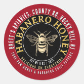 Habanero Honing Heet Raw Honing Met Gouden Bij Ronde Sticker (Voorkant)