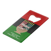HABARI GANI Kwanzaa Creditkaart Flessenopener (Voorkant Gekanteld)