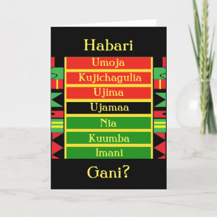 Habari Gani Kwanzaa Wenskaart door A. McDaniel Feestdagen Kaart