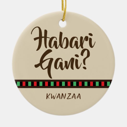 Habari Gani - voorwerpen van Kwanzaa | Versiering Keramisch Ornament (Voorkant)
