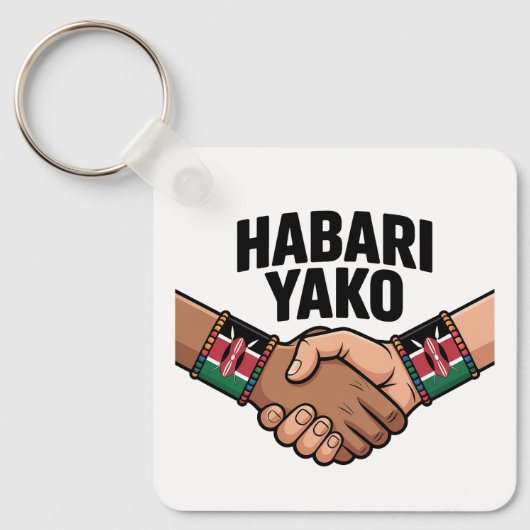 Habari Yako Keniaanse Groet Sleutelhanger (Voorkant)