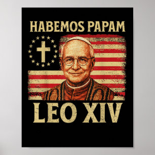 Habemus Papam Leo XIV 14e Paus 2025 Vint Vlag van  Poster