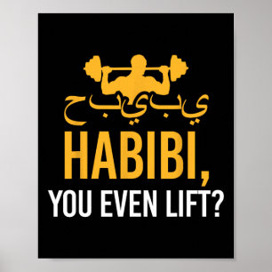 Habibi je tilt zelfs grappige fitness moslim gym H Poster